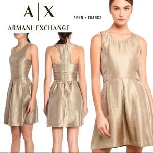 Armani Exchange Gold Metallic Short Dress NWT 12